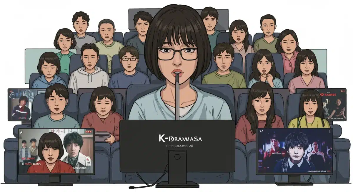 Global audience watching K-dramas, diverse viewers captivated by storytelling