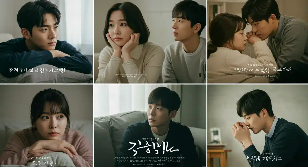 Collage of five K-drama posters representing healing and comfort themes