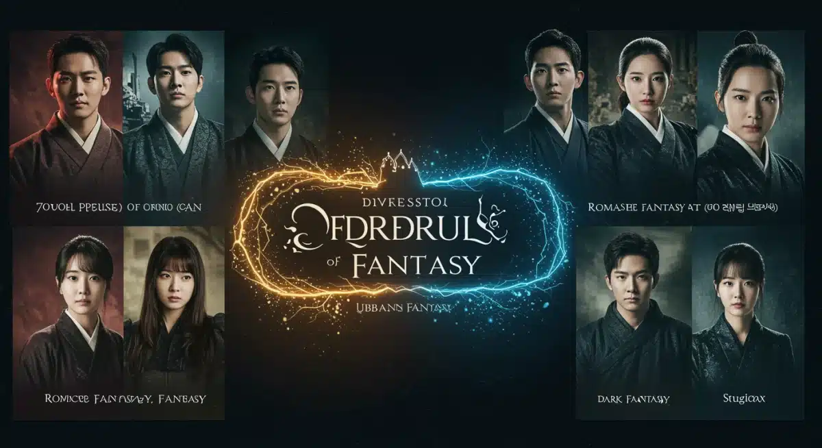 Visual chart illustrating the spectrum of K-Drama fantasy subgenres and their interconnected themes.