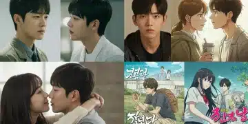 Four K-drama adaptations alongside their webtoon origins, illustrating the journey from comic to screen.