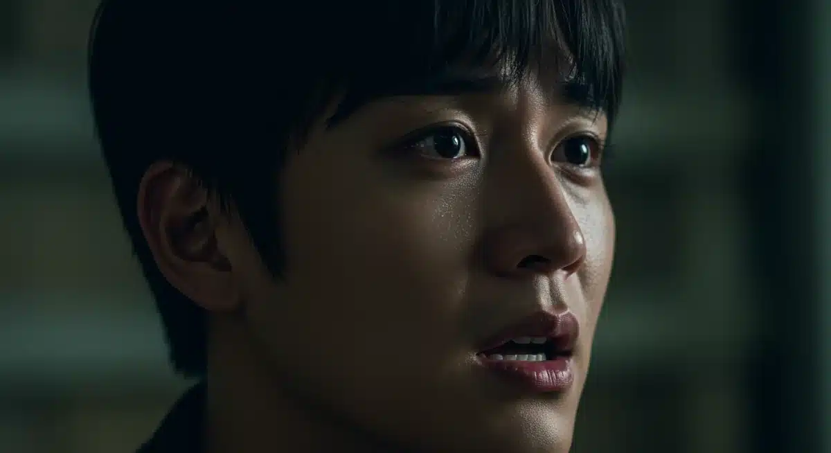 Actor portraying intense fear and internal struggle in a K-drama