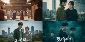 Four K-drama posters hinting at diverse mid-2025 premieres, showcasing historical, modern, romantic, and suspenseful themes.