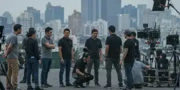 US stunt coordinators collaborating on a dynamic K-drama action scene in Seoul