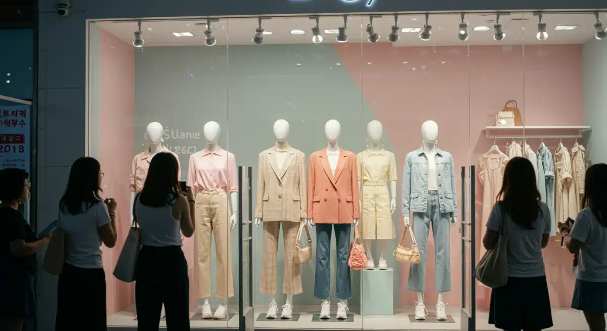 US retail display showcasing K-Drama inspired clothing and accessories.