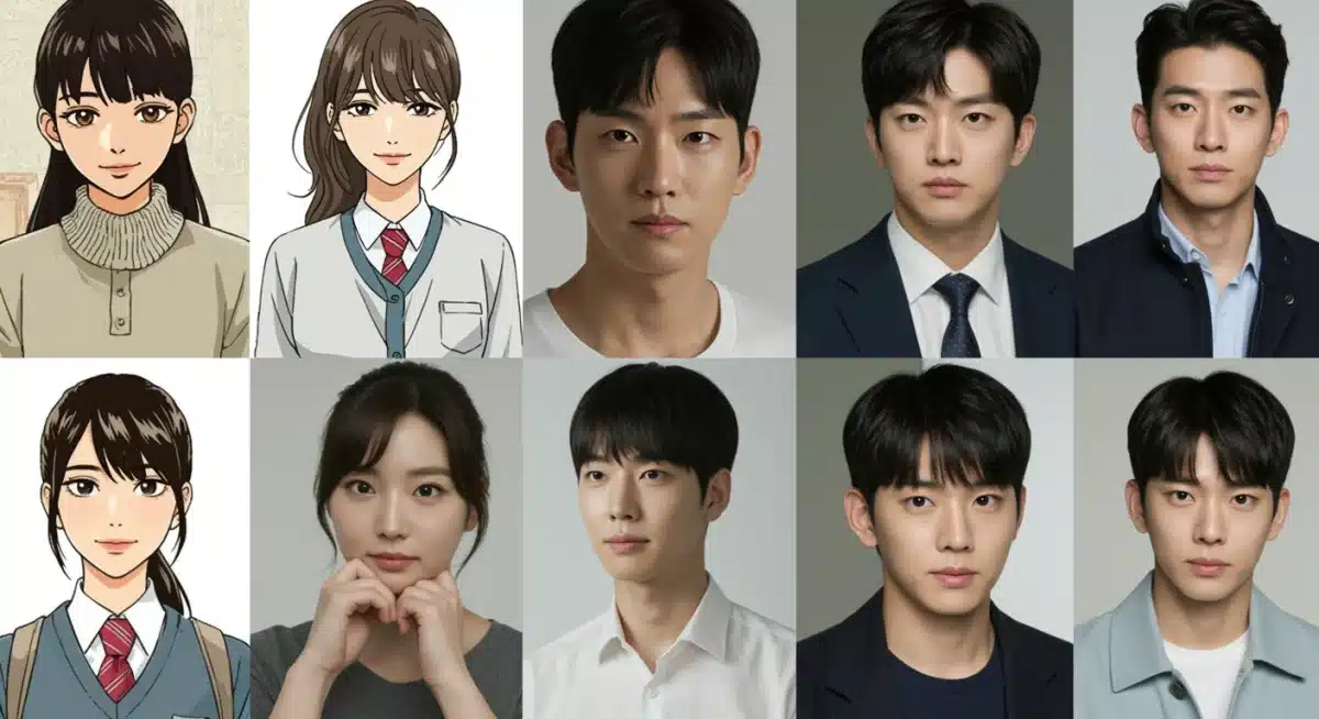 Webtoon characters and their K-drama actor counterparts side-by-side
