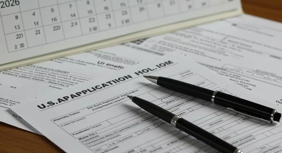 Detailed U.S. visa application form with pen and legal documents